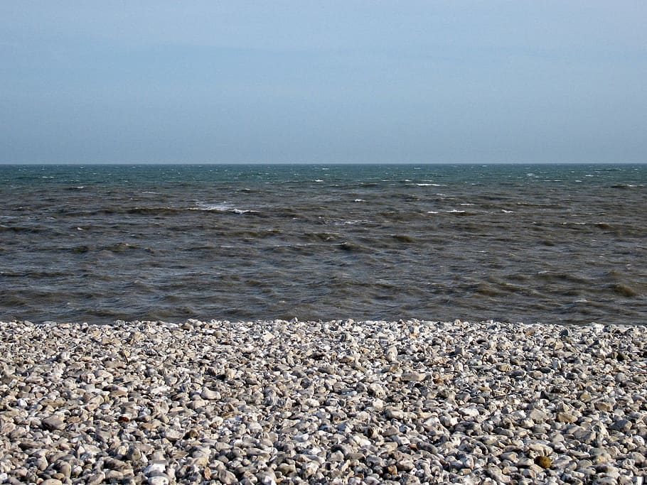 Beach, Shore, Pebbles, Layers, three, tricolour, tricolor, strata HD wallpaper
