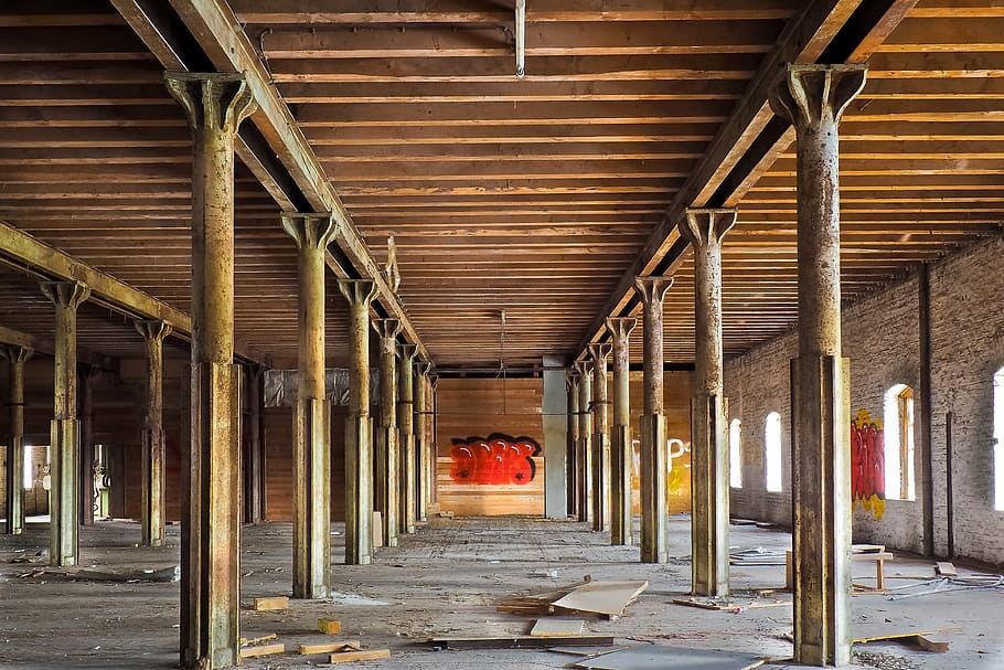 brown and gray room interior, lost places, warehouse, stock, leave, HD wallpaper