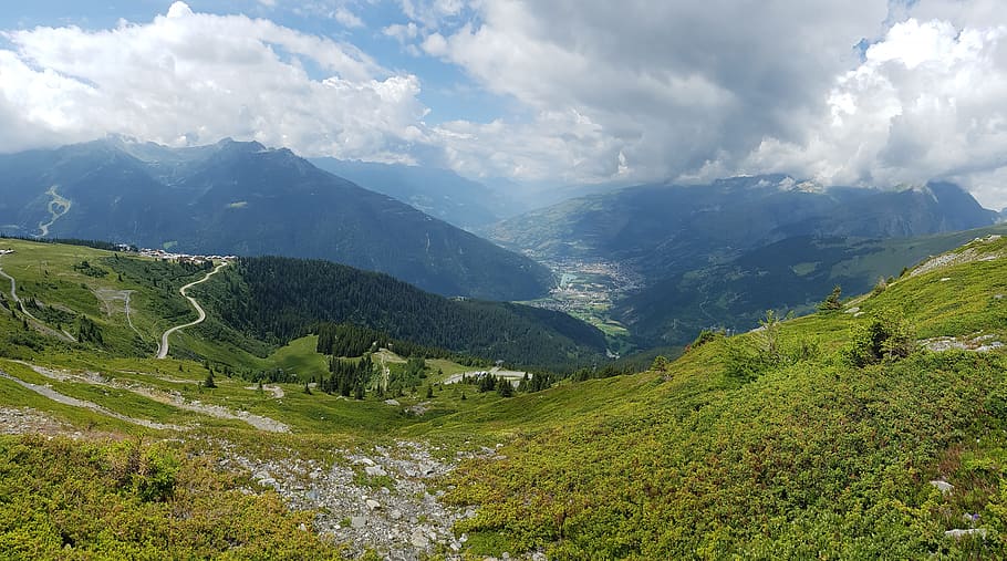 nature, mountain, panoramic, sky, landscape, rosiere, bourg saint maurice, HD wallpaper