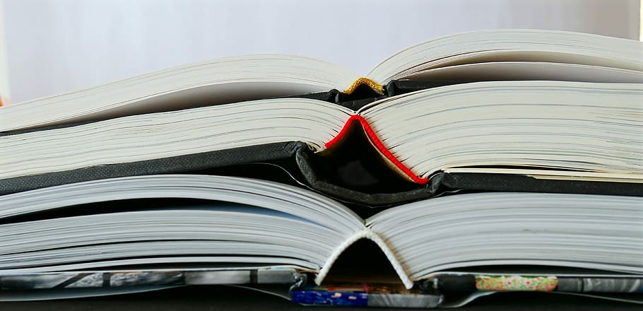 three open books near white wall, Read, Letters, Decipher, learn HD wallpaper