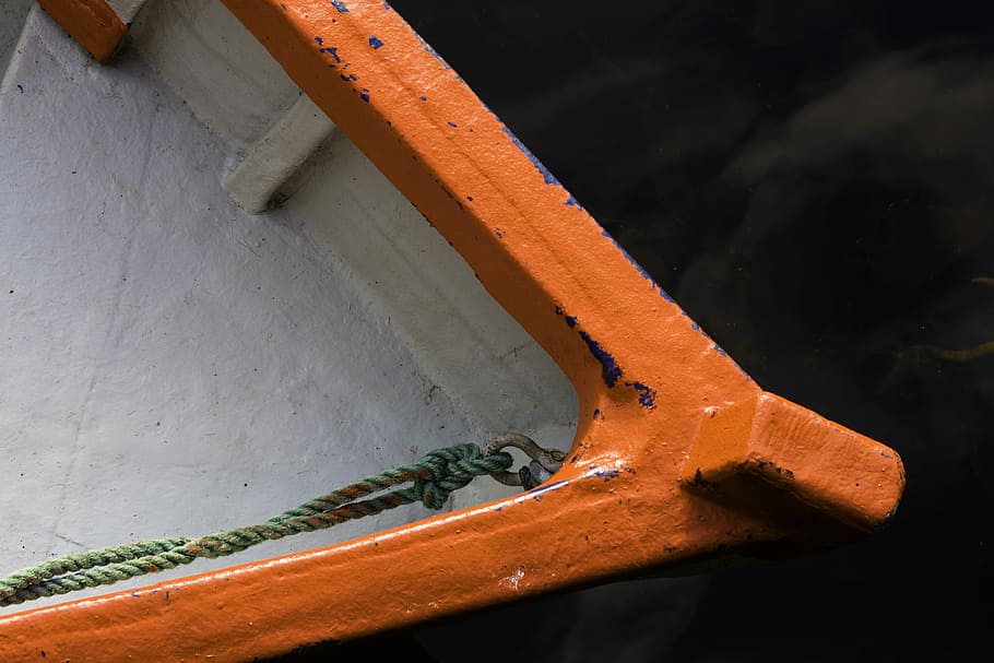 closeup photo of boat, paint, texture, point, rope, metal, no people HD wallpaper