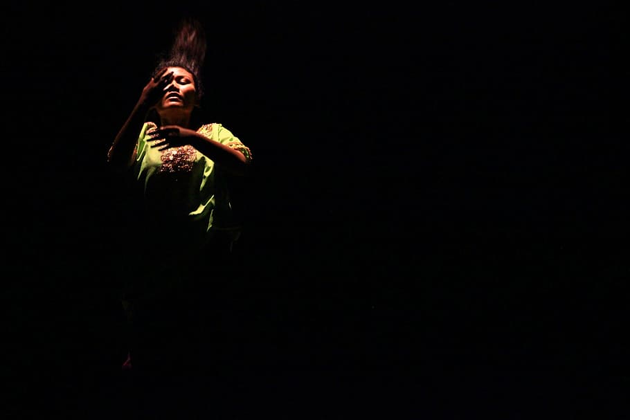 dance, performance, art, one person, copy space, black background HD wallpaper