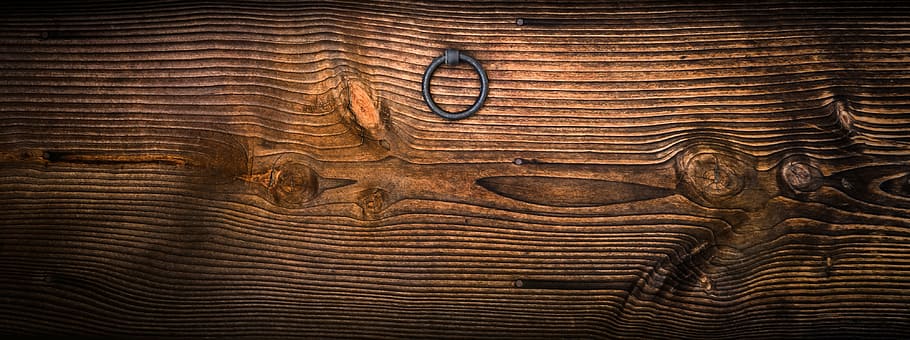 brown wooden board with door knocker, circle, usd, texture HD wallpaper