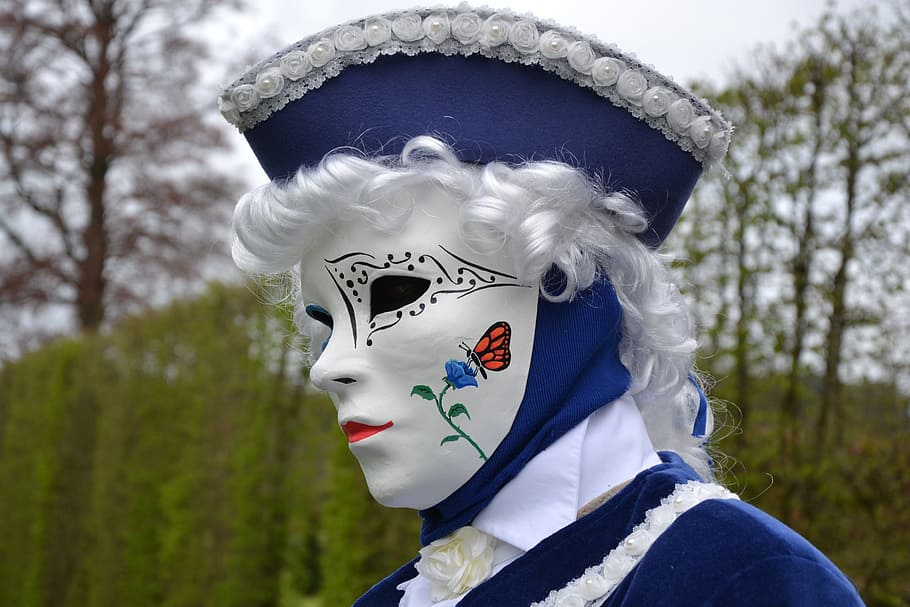 mask, carnival, venice, headshot, portrait, day, disguise, creativity HD wallpaper