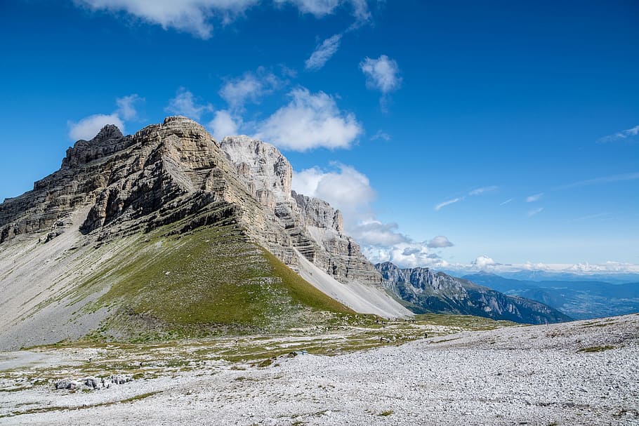 mountain, sky, blue, green, rock, landscape, scenics - nature HD wallpaper