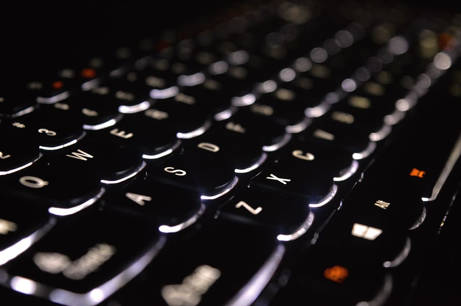 black computer keyboard, windows, technology, communication HD wallpaper