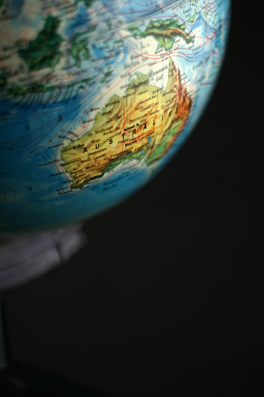 selective focus photography of globe focused Australia, continents HD wallpaper