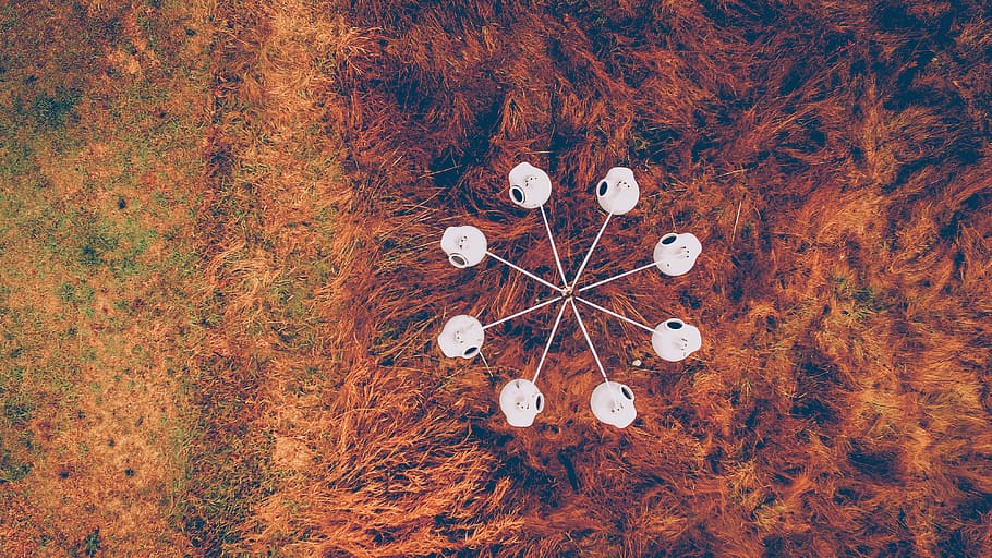 AERIAL FOOD COURT, abstract painting, aerial view, drone view HD wallpaper