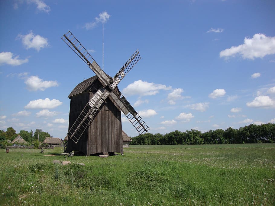 windmill, building, architecture, monument, old buildings, tree HD wallpaper