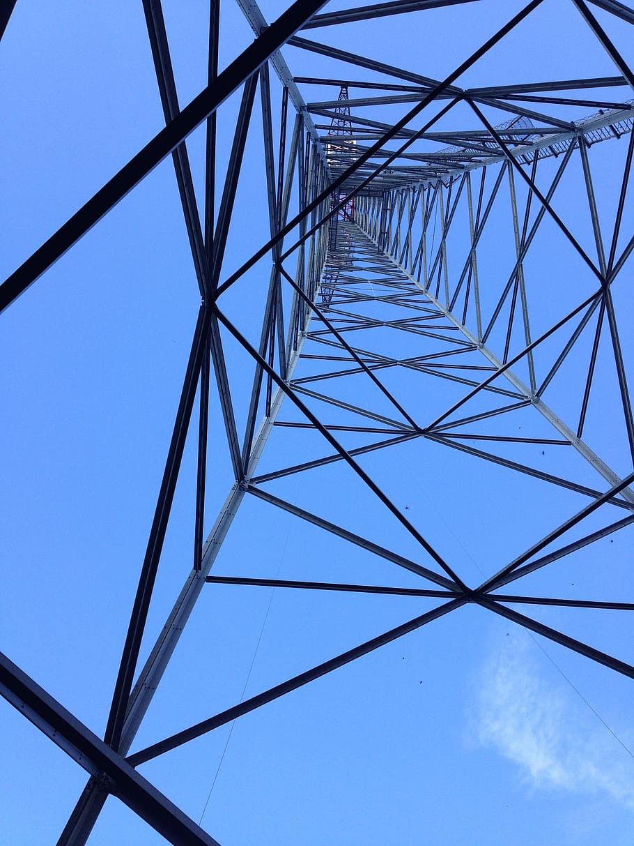 electricity, high voltage hv, abstract, sky, low angle view HD wallpaper