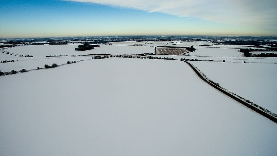 bird's eye photography of white field during day time, aerial view of showfield HD wallpaper