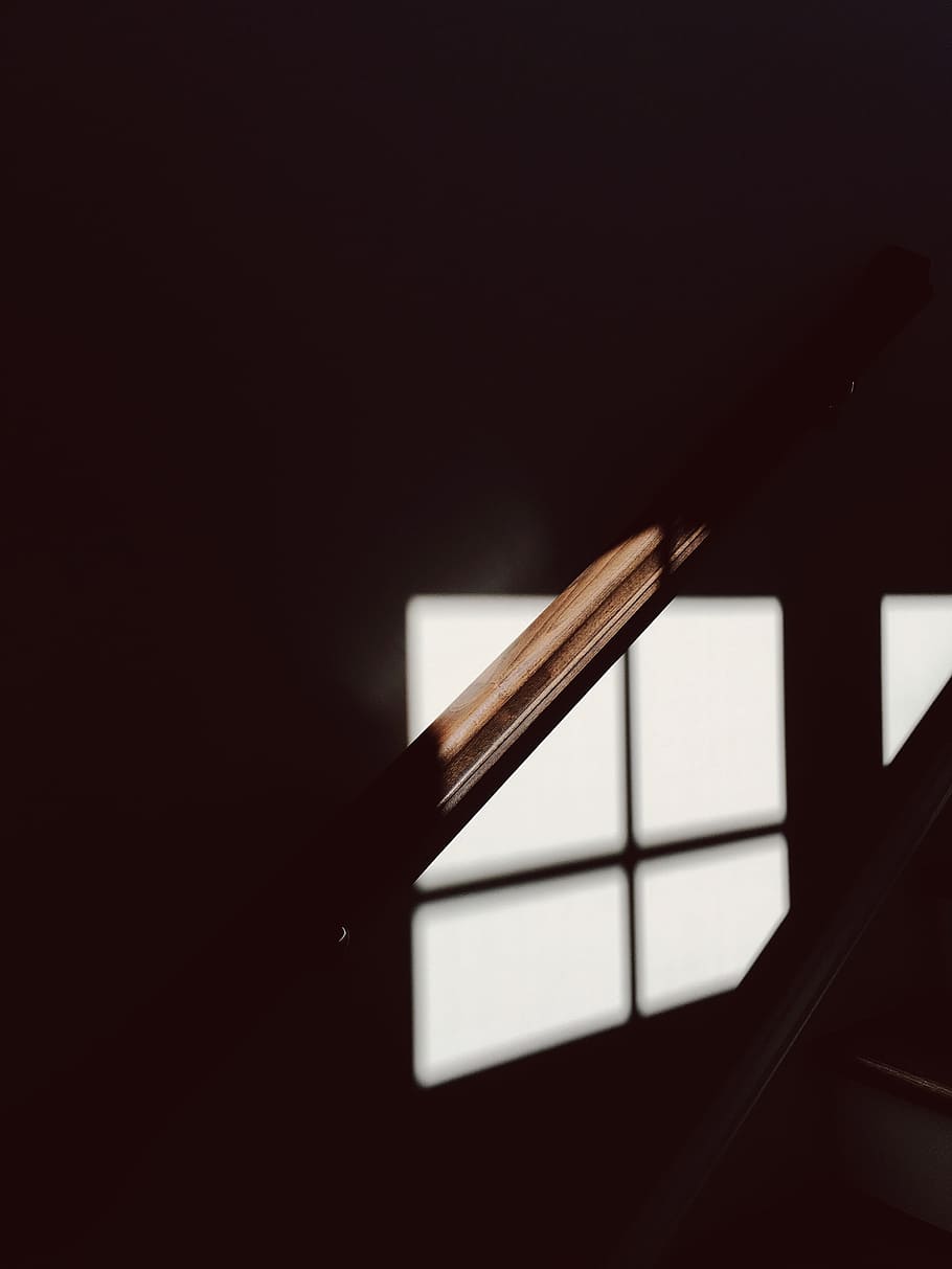 stairs, shadow, dark, windows, light, house, indoors, no people HD wallpaper