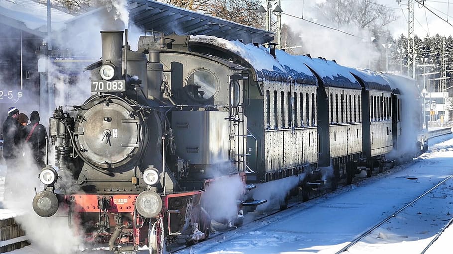 train on rail, motor, steam, transport system, railway line HD wallpaper