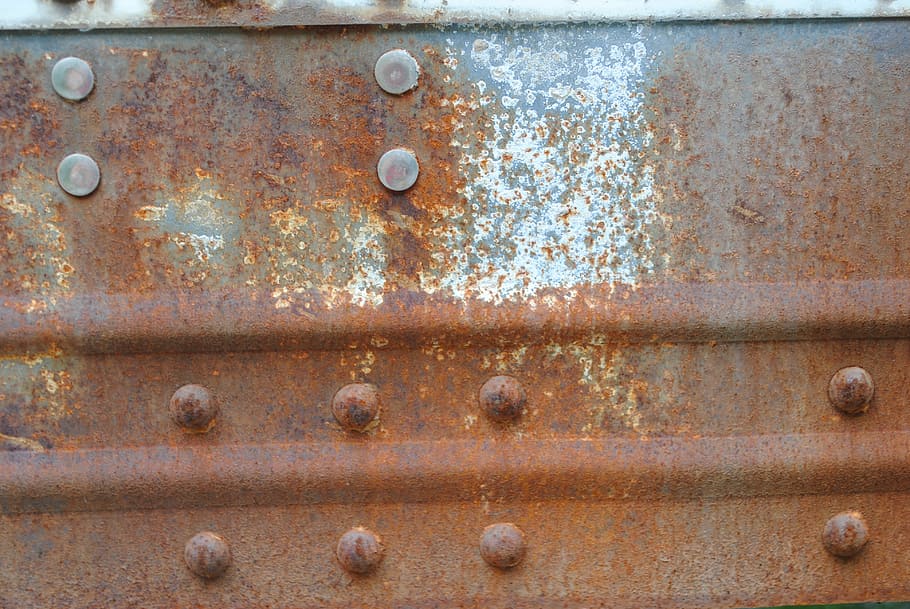 texture, rust, brown, blue, peeling paint, bolts, metal, rusty HD wallpaper