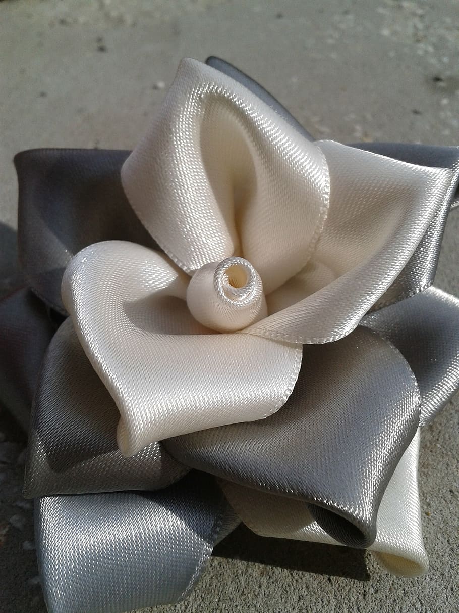 kanzashi, rose, white, silver, bijou, barrette, brooch, close-up HD wallpaper