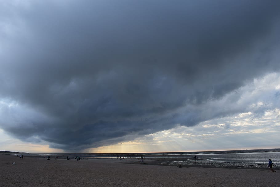 cloud, dramatic, dark, sky, cloudscape, seashore, cloud - sky HD wallpaper