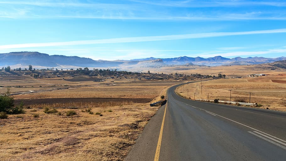 lesotho, africa, road, mountains, landscape, deserted, environment, HD wallpaper