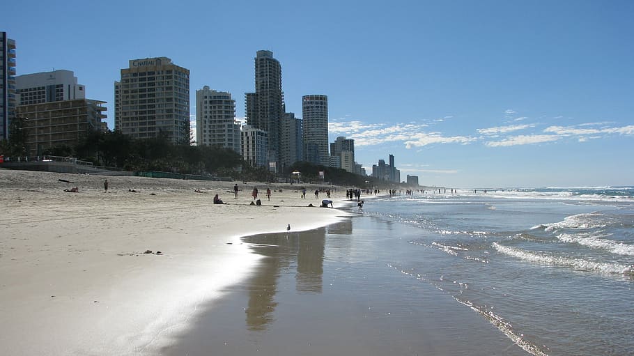 beach, brisbane, australia, water, built structure, architecture HD wallpaper