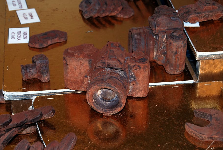 camera, sculpture, chocolate, equipment, steel, machinery, industry HD wallpaper