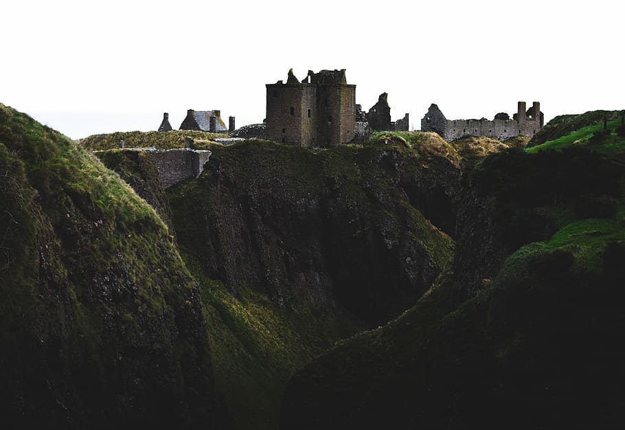 The Mighty Castle, brown concrete castle on top of mountain, cliff HD wallpaper