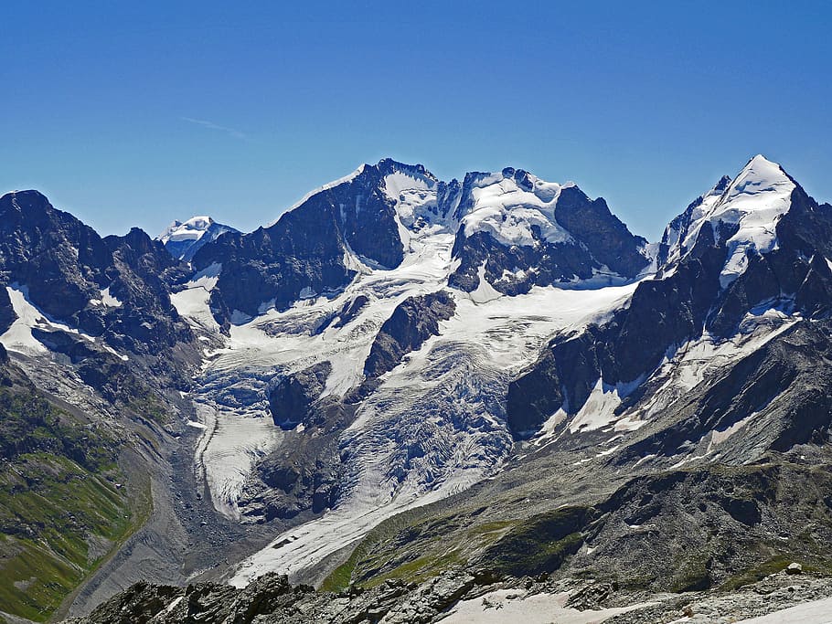 Bernina Alps, Summit, Glacier, four thousands, 4000 meter, piz palu, HD wallpaper