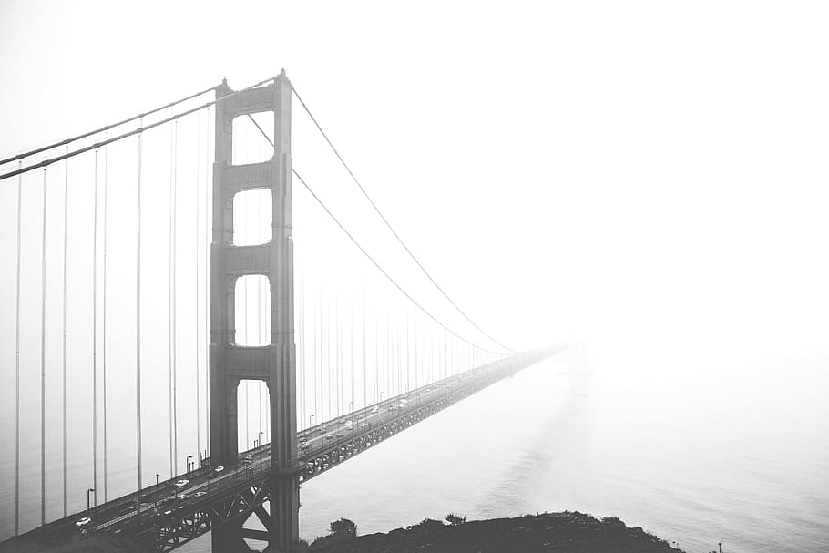 Hd Wallpaper Grayscale Photo Of Golden Gate Bridge Grayscale Photo Of Golden Gate Bridge 