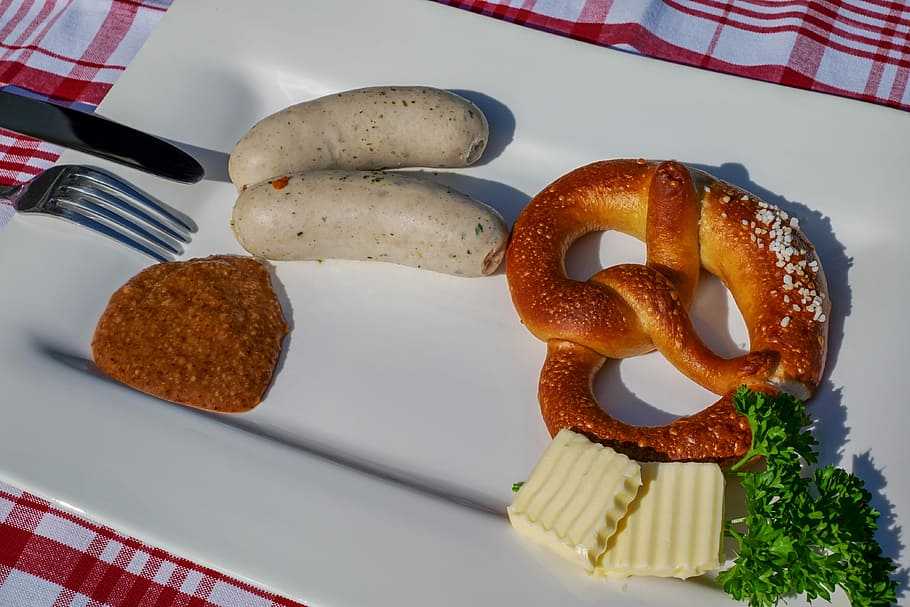 bread and cheese, weisswurst, sausage, cured meats, bavarian, HD wallpaper