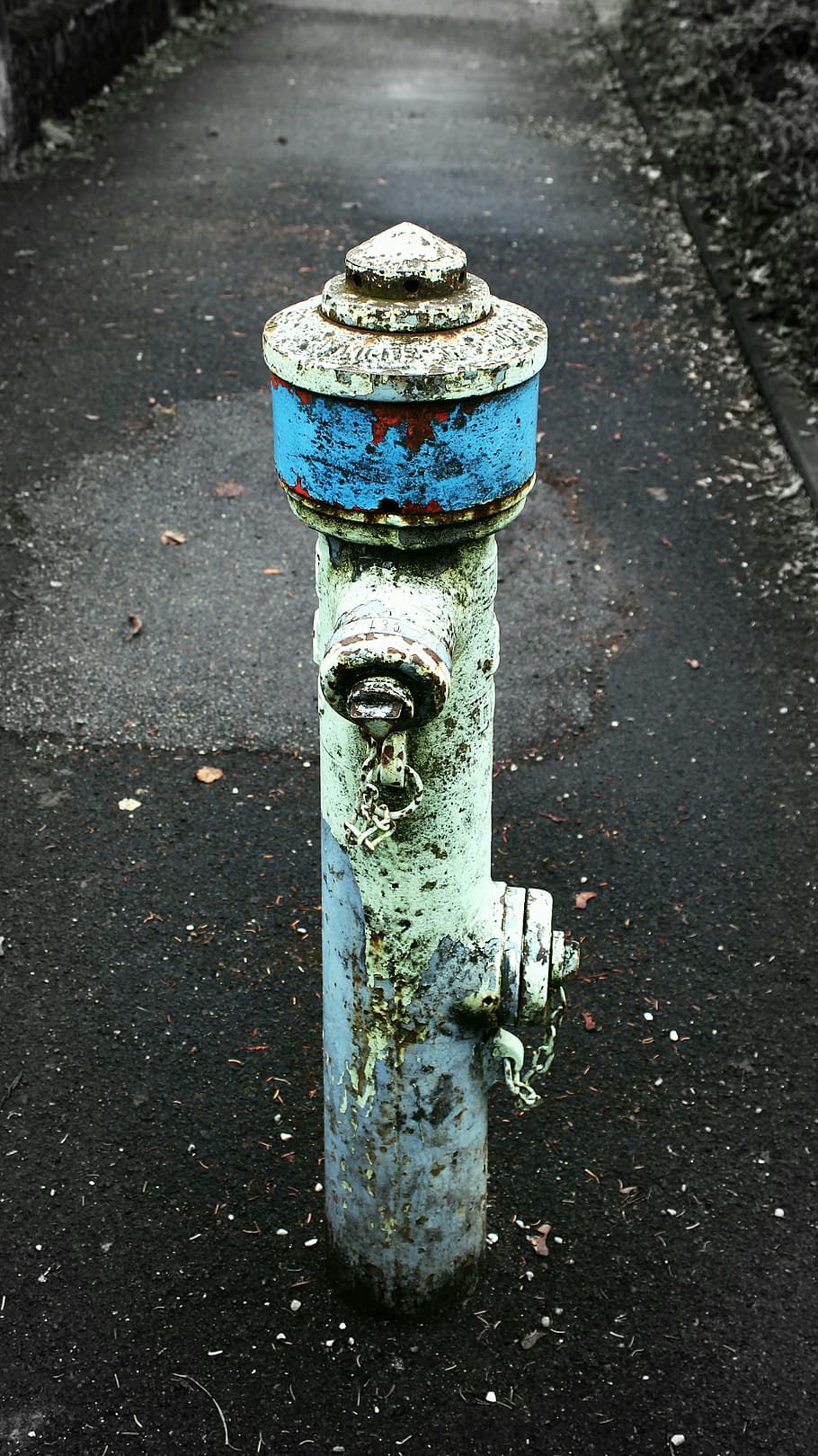 hydrant, old, blue, green, city, water, fire, water supply HD wallpaper