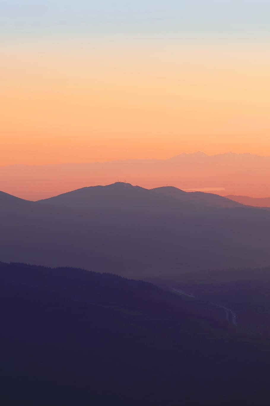 silhouette of mountain photo taken during sunset, silhouette of mountain HD wallpaper