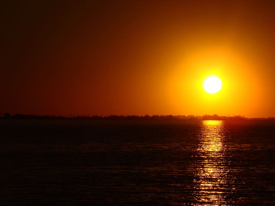 sunset, chascomús, water, sky, sea, tranquility, beauty in nature HD wallpaper