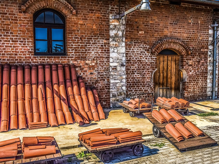 old factory, industrial, building, brick factory, roof tiles factory, HD wallpaper