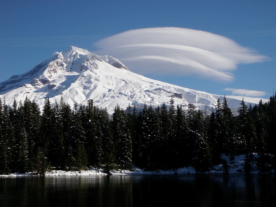 mountain, clouds, nature, landscape, mountain lake, scenic HD wallpaper