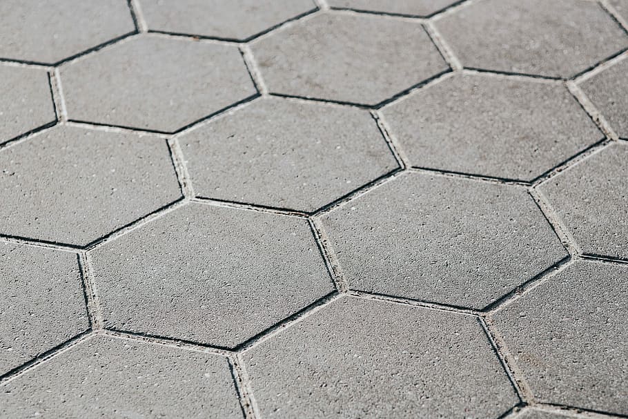 Hexagonal floor tiles, background, pattern, sidewalk, backgrounds