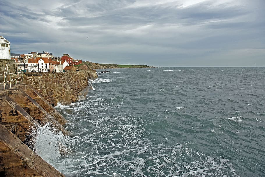coast, scotland, sea, ocean, beach, rocks, scottish, landscape, HD wallpaper