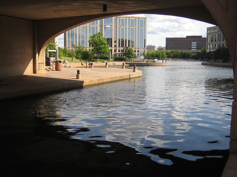 park, water, pond, bridge, summer, edina, minnesota, building HD wallpaper