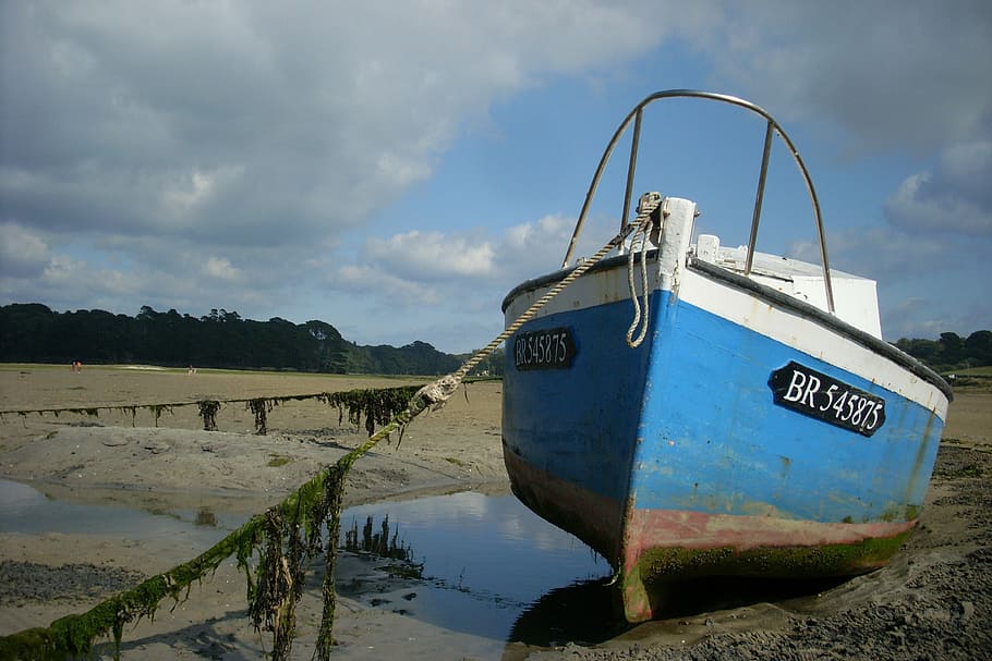 boat, sea, tide, water, sky, cloud - sky, transportation, nautical vessel HD wallpaper