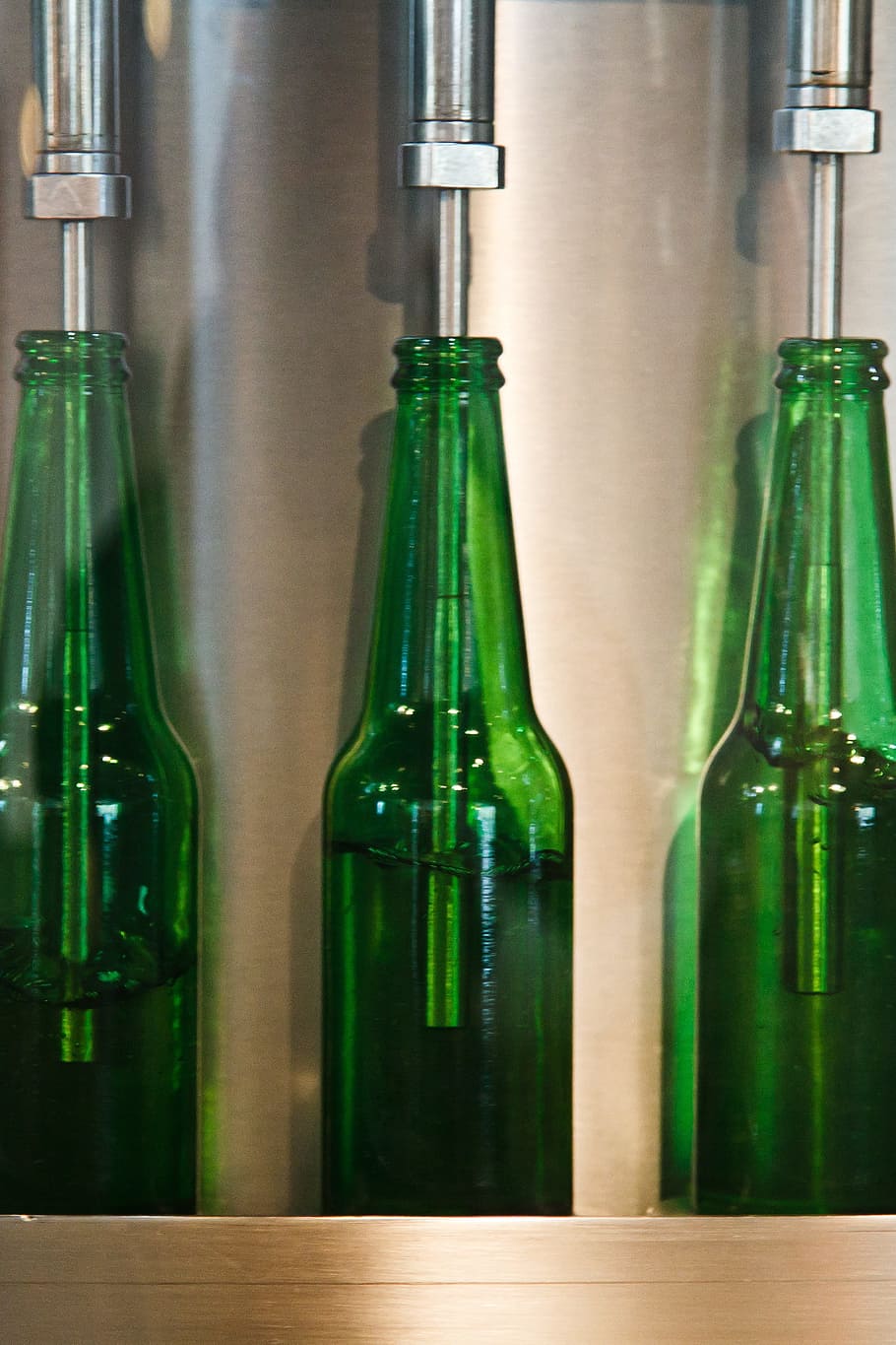 three green glass bottles, Beer, Beverage, Bottling, brewery