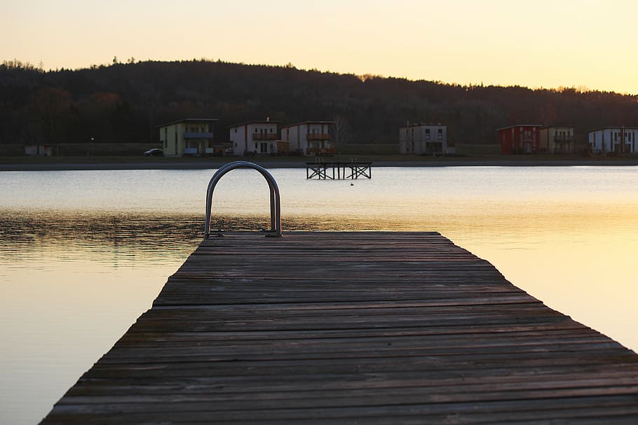 web, lake, waters, badesee, twilight, sky, built structure HD wallpaper