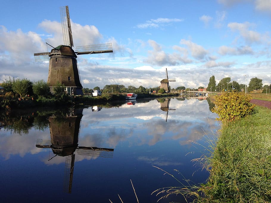 Windmill, Alkmaar, Holland, Dutch, Mill, netherlands, sky, no people, HD wallpaper