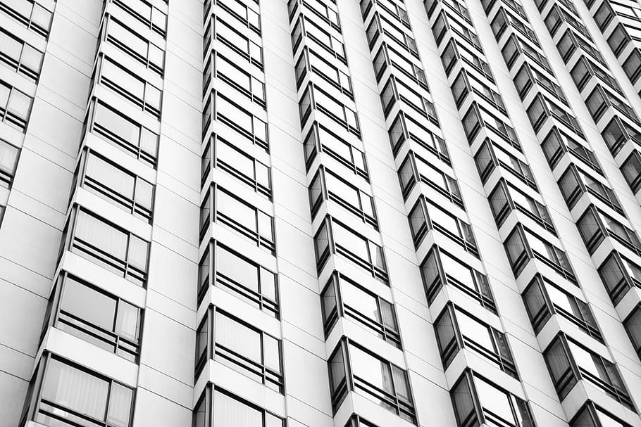 minimalist photography of high-rise building, white building HD wallpaper