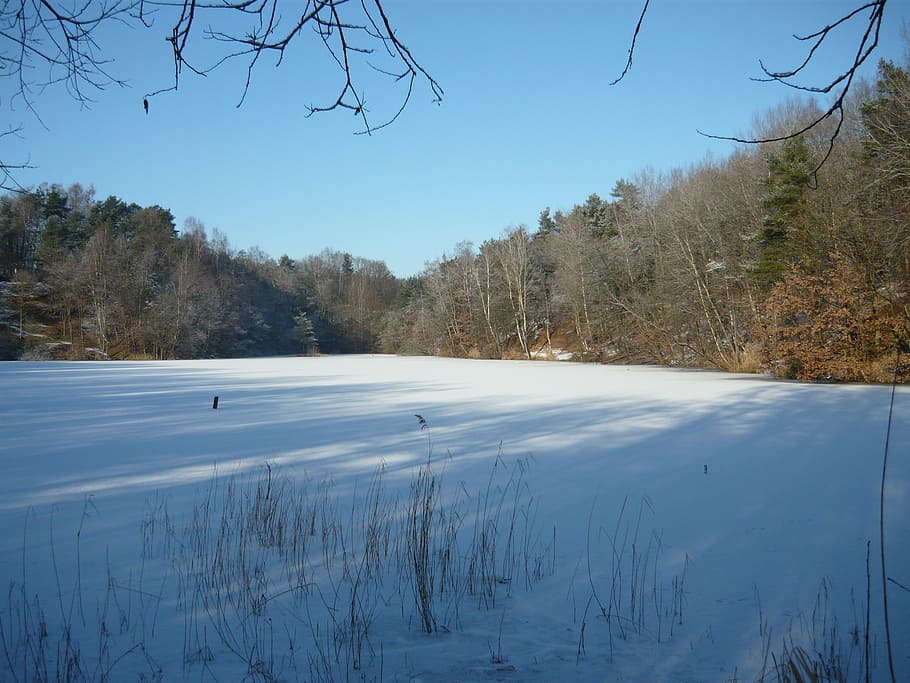 winter, landscape, lake, ice, frozen lake, idyll, nature, waters HD wallpaper