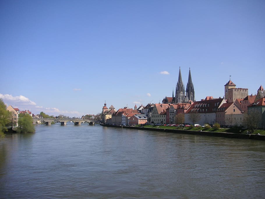 regensburg, danube, river, historically, stone bridge, dom HD wallpaper