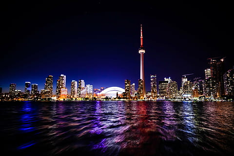 Space Needle at night, toronto, city, cn tower, skydome, skyline HD wallpaper