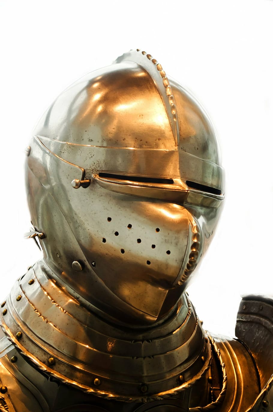 medieval helmet decor, armor, knight, history, steel, protection, HD wallpaper