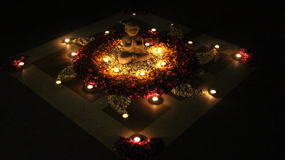 Rangoli, Stones, Mandala, Om, Design, pattern, motif, indian HD wallpaper