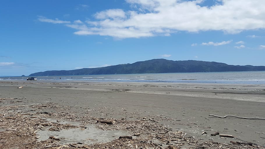 beach, island, sea, sky, coast, landscape, new zealand, water HD wallpaper