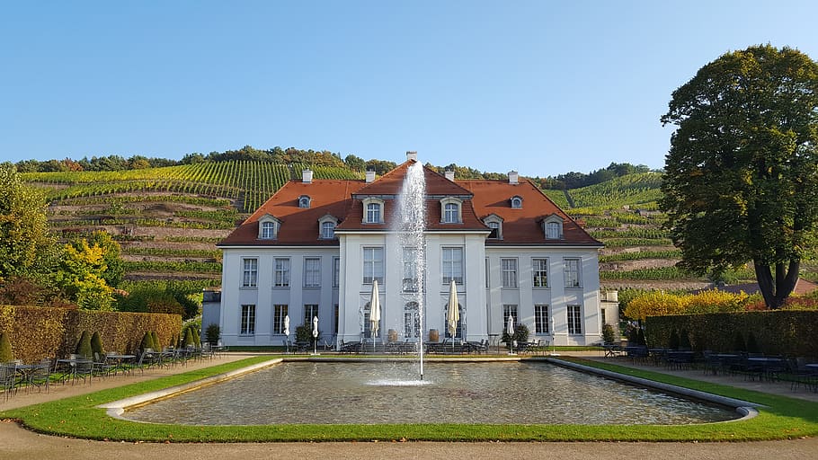 schloss wackerbarth, park, water games, architecture, built structure HD wallpaper