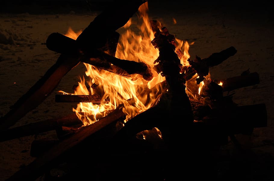 flare-up, heat, joy fire, campfire, flame, burning, wood - material HD wallpaper
