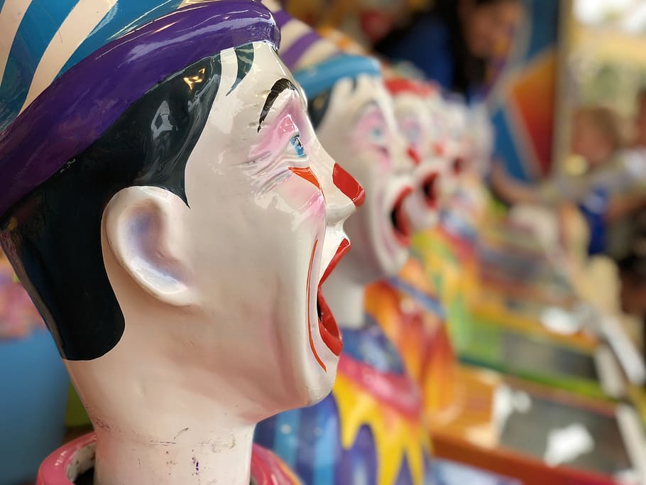 people, fun, color, celebration, clown, game, carnival, arcade HD wallpaper