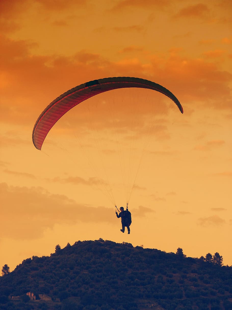 Paragliding, Wind, Air, Horizon, parachute, sky, extreme Sports HD wallpaper